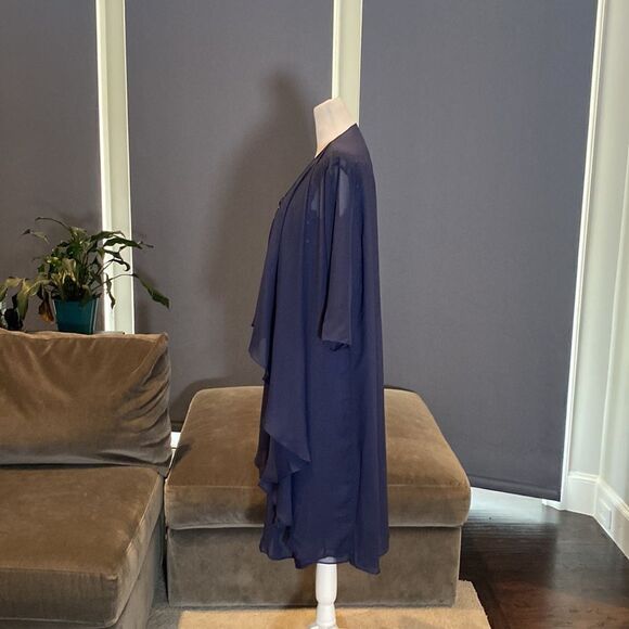 Women’s Blue Chiffon Lace Appliqué Sleeveless Dress with Matching Jacket Size 10 - Picture 13 of 13